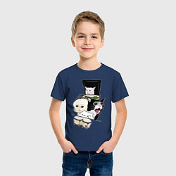 Футболка хлопковая детская Woman yelling at cat, цвет: тёмно-синий — фото 2