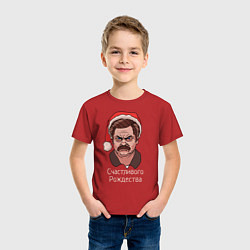 Футболка хлопковая детская Ron Swanson, цвет: красный — фото 2