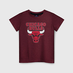 Футболка хлопковая детская CHICAGO BULLS, цвет: меланж-бордовый