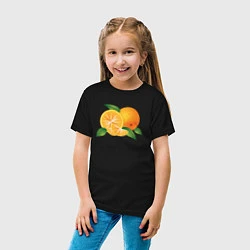 Футболка хлопковая детская Апельсины, цвет: черный — фото 2