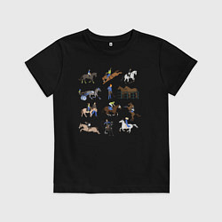 Футболка хлопковая детская Конный виды спорта, цвет: черный