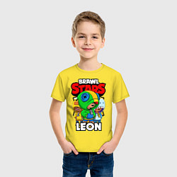 Футболка хлопковая детская BRAWL STARS LEON, цвет: желтый — фото 2