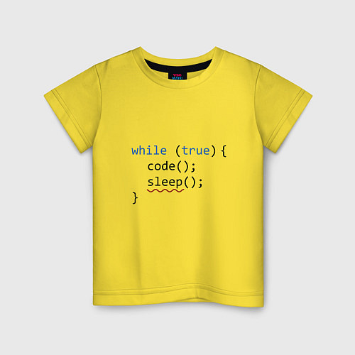 Детская футболка Code - sleep / Желтый – фото 1