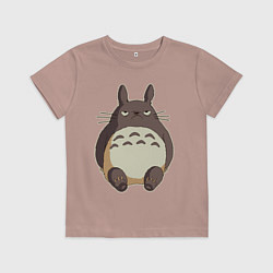 Футболка хлопковая детская Грустный Тоторо, цвет: пыльно-розовый