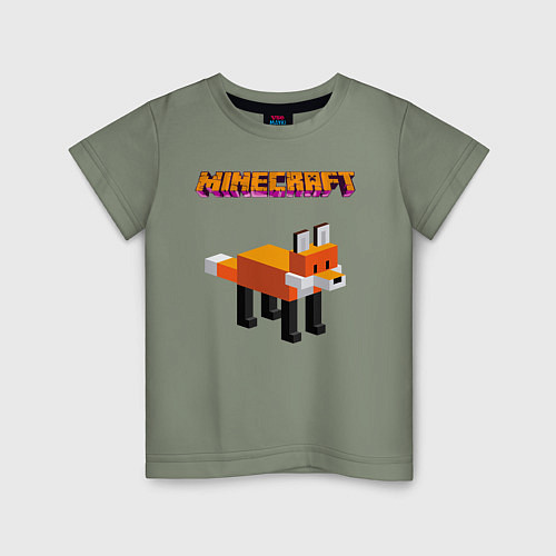 Детская футболка Minecraft - лиса / Авокадо – фото 1
