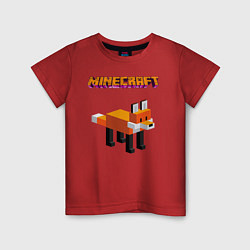 Футболка хлопковая детская Minecraft - лиса, цвет: красный
