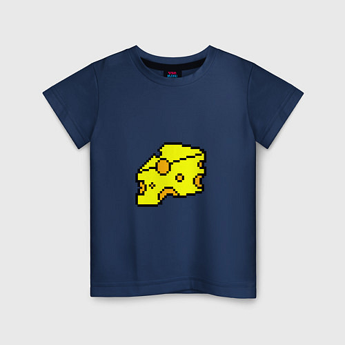 Детская футболка Сыр-пиксели / Тёмно-синий – фото 1
