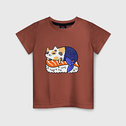 Футболка хлопковая детская Sushi Cat, цвет: кирпичный