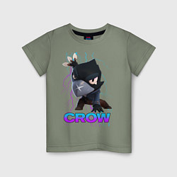 Футболка хлопковая детская Brawl Stars CROW, цвет: авокадо