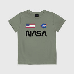 Футболка хлопковая детская NASA НАСА, цвет: авокадо