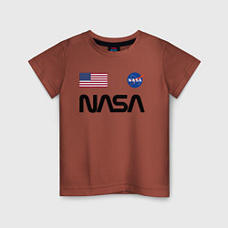 Футболка хлопковая детская NASA НАСА, цвет: кирпичный
