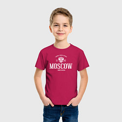 Футболка хлопковая детская Москва Born in Russia, цвет: маджента — фото 2