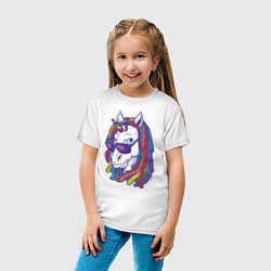 Футболка хлопковая детская Rasta Unicorn, цвет: белый — фото 2