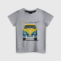 Футболка хлопковая детская Я люблю вас Yellow-blue bus, цвет: меланж