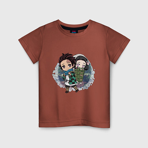 Детская футболка Танджиро и Незуко Камадо / Кирпичный – фото 1