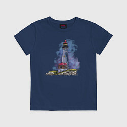 Футболка хлопковая детская Crisp Point Lighthouse, цвет: тёмно-синий