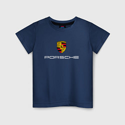 Футболка хлопковая детская PORSCHE, цвет: тёмно-синий