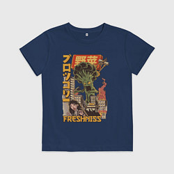 Футболка хлопковая детская Broccozilla, цвет: тёмно-синий