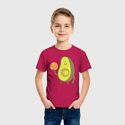 Футболка хлопковая детская Авокадо, цвет: маджента — фото 2