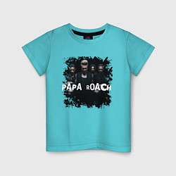 Футболка хлопковая детская Papa roach цвета бирюзовый — фото 1