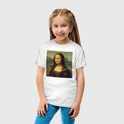 Футболка хлопковая детская Mona Lisa pixels, цвет: белый — фото 2