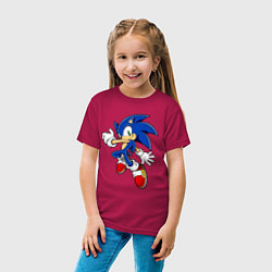 Футболка хлопковая детская Sonic, цвет: маджента — фото 2