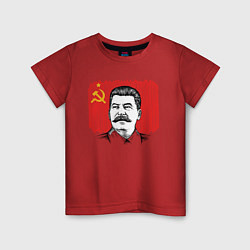 Футболка хлопковая детская Сталин и флаг СССР, цвет: красный