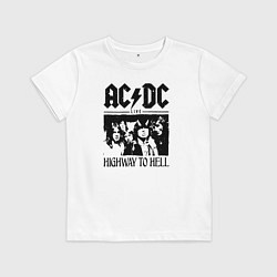 Футболка хлопковая детская ACDC highway to hell, цвет: белый