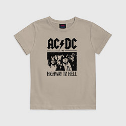 Футболка хлопковая детская ACDC highway to hell, цвет: миндальный