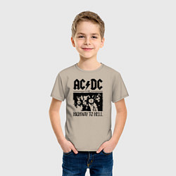 Футболка хлопковая детская ACDC highway to hell, цвет: миндальный — фото 2