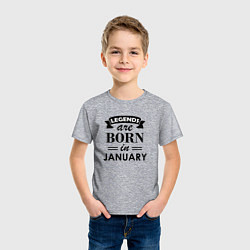 Футболка хлопковая детская Legends are born in january, цвет: меланж — фото 2