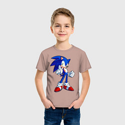 Футболка хлопковая детская SONIC, цвет: пыльно-розовый — фото 2