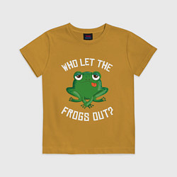 Футболка хлопковая детская Who let the frogs out?, цвет: горчичный