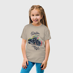Футболка хлопковая детская Мотоцикл, цвет: миндальный — фото 2