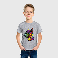 Футболка хлопковая детская Берегись шнауцеров!, цвет: меланж — фото 2