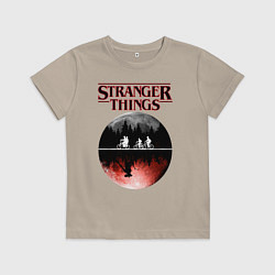 Футболка хлопковая детская Очень странные дела, цвет: миндальный