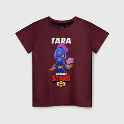 Футболка хлопковая детская BRAWL STARS TARA, цвет: меланж-бордовый