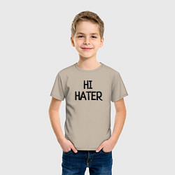 Футболка хлопковая детская HI HATER BYE HATER, цвет: миндальный — фото 2