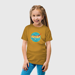 Футболка хлопковая детская NASA винтажный логотип, цвет: горчичный — фото 2