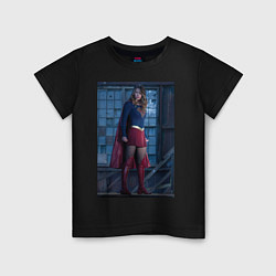 Футболка хлопковая детская Supergirl, цвет: черный