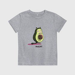 Футболка хлопковая детская Авокадо кот - авокот, цвет: меланж