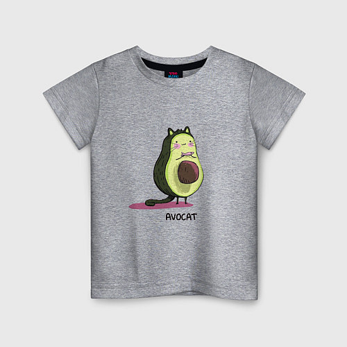 Детская футболка Авокадо кот - авокот / Меланж – фото 1