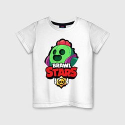 Футболка хлопковая детская BRAWL STARS SPIKE, цвет: белый