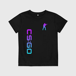 Футболка хлопковая детская CS GO NEON, цвет: черный
