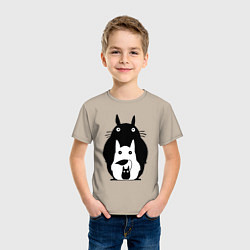 Футболка хлопковая детская Тоторо, цвет: миндальный — фото 2