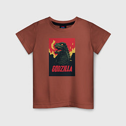 Футболка хлопковая детская Godzilla, цвет: кирпичный