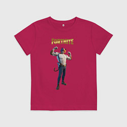 Футболка хлопковая детская Meowcles Fortnite 2, цвет: маджента