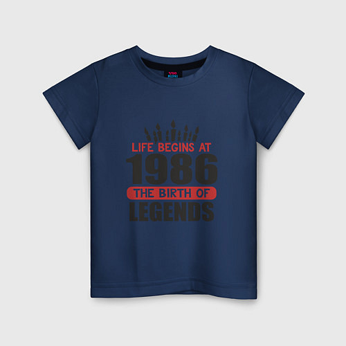 Детская футболка 1986 - рождение легенды / Тёмно-синий – фото 1