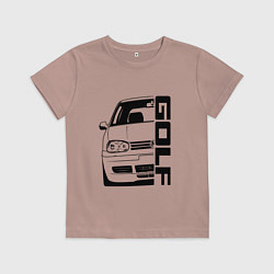 Футболка хлопковая детская Volkswagen Golf Z, цвет: пыльно-розовый