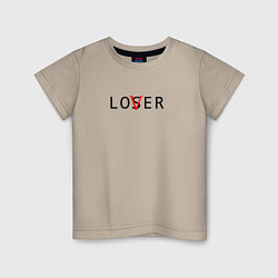Футболка хлопковая детская Lover - loser, цвет: миндальный